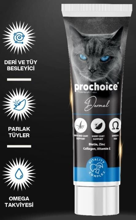 Prochoice Dermal Kedilerde Deri Ve Tüy Sağlığı Için Biotinli Kedi Macunu 100 ML | SRC: Barcode: 8681465609551
